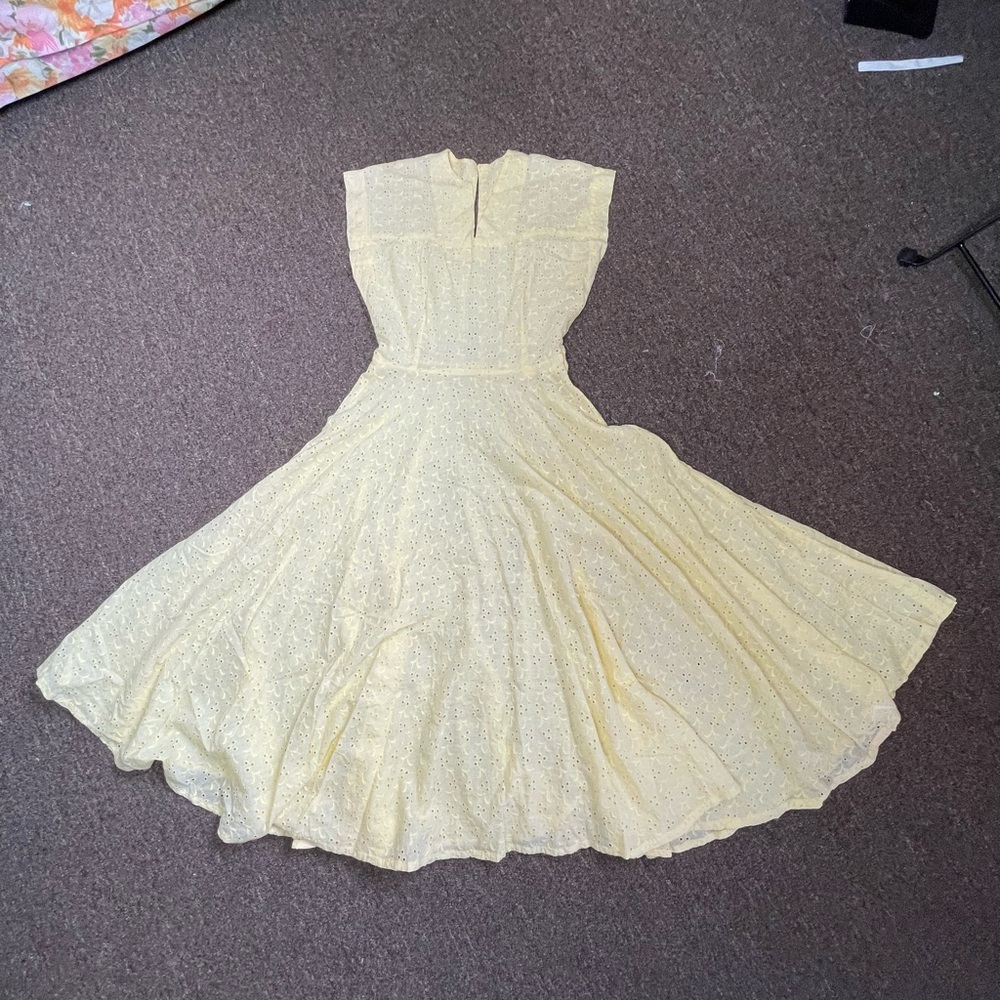 Vintage Butter Yellow Eyelet Dress